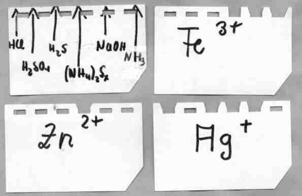 die Reagenskarte und drei Beispiele